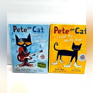 2 Pete the Cat Books Walking in My School Shoes I Love My White Shoes  by Litwin
